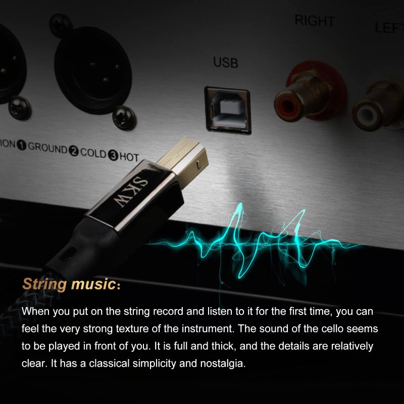 SKW Audiophiles USB 2.0 DAC Audio Cable USB Type A to USB Type B Printer Cable for Computer to DAC, Sound Card, or Headphone Amplifier 6.5ft(2m) - Image 4